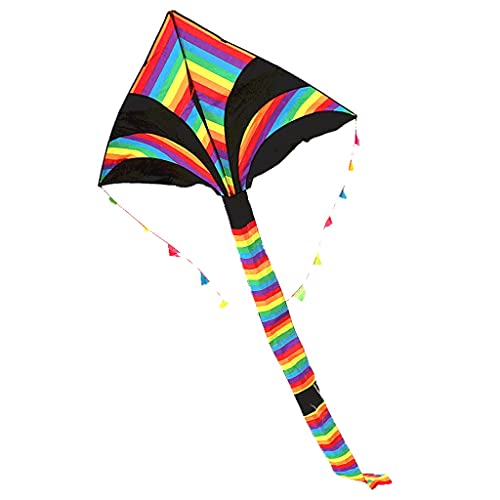 ZANZAN Long Tail Rainbow Kite with Kite String and Kite Reel,Easy to Fly Triangle Beginner Kite for Beach Trip,for Adults Kids-Colorful (Color : 100M LINE)