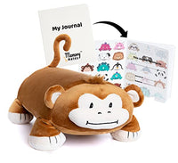 MEMORY MATES Jesi The Monkey Memory Foam Pillow Plush with Kid's Diary That Stores in Belly Pocket, 15 Stuffed Animal, 6