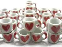 Dollhouse Miniature 30 New Heart Hand Paint Ceramic Kitchen Coffee Mugs #M Supply - 5851