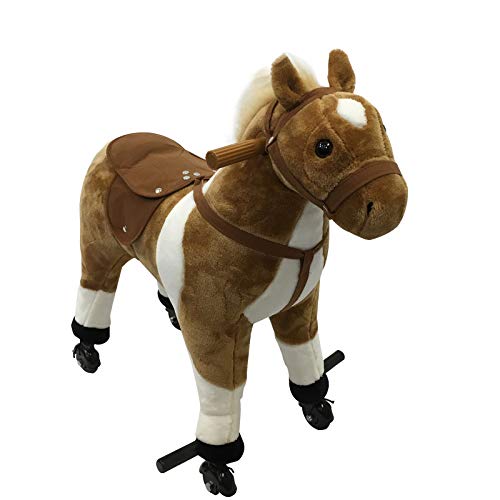 Qaba Kids Plush Ride On Toy Walking Horse with Wheels and Realistic Sounds, 30