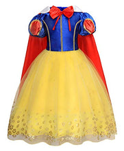 Load image into Gallery viewer, HenzWorld Little Girls Dresses Princess Costume Clothes Outfits Red Bowtie Cape Cosplay Halloween Dress Up Birthday Party Long Tutu Tulle Patchwork Kids Children Age 8-9 Years
