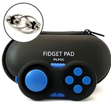 Load image into Gallery viewer, PILPOC Fidget Pad Controller - Premium Quality Fidget Controller Game Focus Toy, Smooth ABS Plastic with Exclusive Protective Case, Stress Relief, for ADHD, Fidget Flippy Chain Included (Black &amp; Blue)
