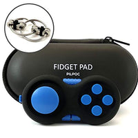 PILPOC Fidget Pad Controller - Premium Quality Fidget Controller Game Focus Toy, Smooth ABS Plastic with Exclusive Protective Case, Stress Relief, for ADHD, Fidget Flippy Chain Included (Black & Blue)