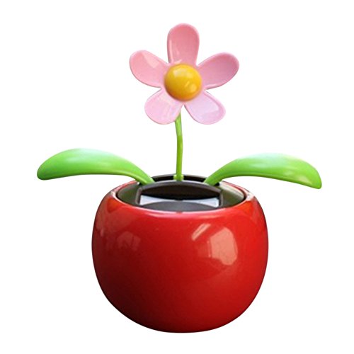 Mosichi Solar Powered Dancing Swinging Animated Flower Toy for Car Styling Home Decoration Red