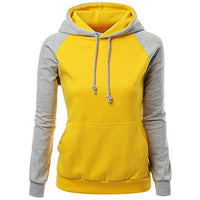 Amiley Women Fall Hoodies,Women Stitching Pullover Hoodie Drawstring Casual Hooded Sweatshirt Outwear (2XL, Yellow)