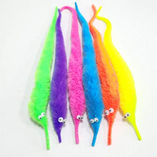 Load image into Gallery viewer, SHENGSEN 60 Pack Fuzzy Worm Toys String Pets Fuzzy Worms On String Bulk Trick Toy Party Favors for Kid Cat (12 Colors)
