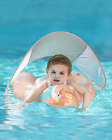 Free Swimming Baby Infant Pool Float with Sun Canopy Inflatable Baby Swimming Floatie with Sponge Safety Bottom Support Water Toys Swimming Trainer for Age of 3-72 Months (Pink, X-Large)