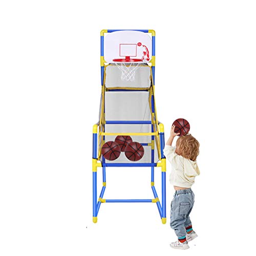 Basketball Shootout Game, Kids Basketball Stand Hoop with Basketballs and Air Pump, Arcade Game for The Whole Family