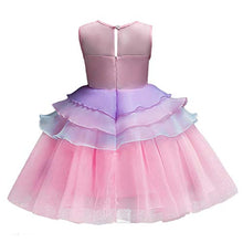 Load image into Gallery viewer, NEWEPIE Girls Unicorn Outfits Princess Birthday Dress Kids Party Halloween Costume Pageant Christmas Tulle Dress w/Headband Pink 6-7T
