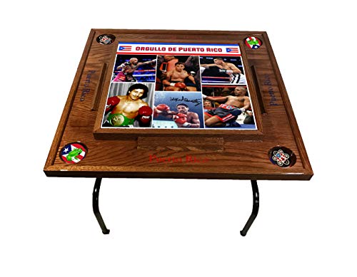 latinos r us Greatest Puerto Rican Boxers Domino Table (Red Mahogany)