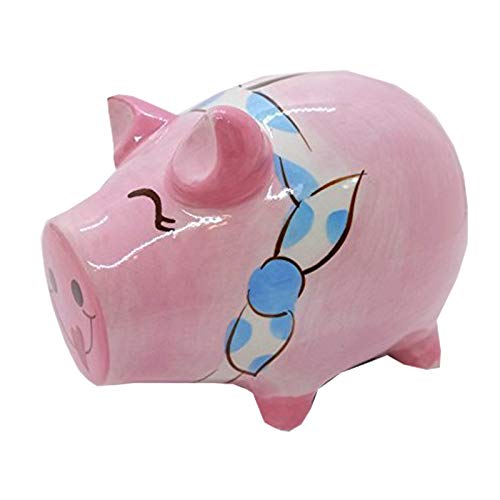 Piggy Bank Ceramic Cute Handmade Paint Coat Figurine Fancy Animal Decor Collect Coin Hight Quality (Piggy Pink)
