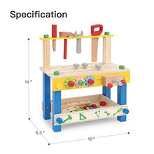 Load image into Gallery viewer, ROBUD Solid Wood Tool Stand Set for Toddlers and Kids, Wooden Workbench Toy Birthday for Boys Girls for 3 Year Old and Up
