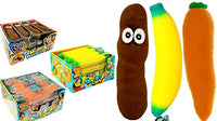 JA-RU 12 Stretchy Bananas, 12 Stretchy Carrots and 12 Stretchy Poop-ster Squish Yum Buh Nay Nay in plus Bouncy Ball Stretches Long Shrink Slow Soft Delicious Stress Relief (36 Units)12x6448-3340-3342p