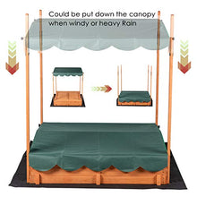 Load image into Gallery viewer, Wooden Outdoor Kids Sandbox Convertible Canopy Covered Sand Box Bench Seat Storage
