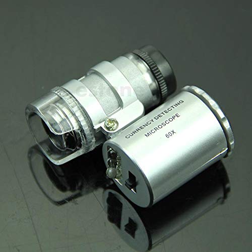 Sara-u Mini 60X Magnifier Microscope UV Jeweler Loupe Currency Detector with LED Light