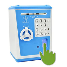 Load image into Gallery viewer, Lyght Mini ATM Savings Bank for Real Money, Voice Piggy Banks, Fingerprint Password, Kids Safe Coin Money Box, Blue
