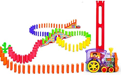 Domino Set Up Train, 80Pcs Domino Train Toy Blocks Set with Lights and Sounds, Creative Christmas Birthday Gifts for Kids
