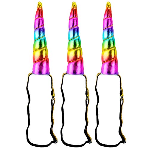 3 Ct Imagine-Fly Rainbow Unicorn Horn Headband - Birthday Party Cosplay Costume