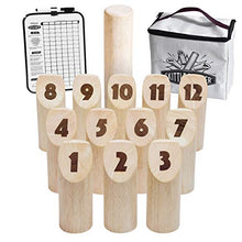 Load image into Gallery viewer, GoSports Skittle Scatter Numbered Block Toss Game with Scoreboard and Tote Bag - Fun Outdoor Game for All Ages
