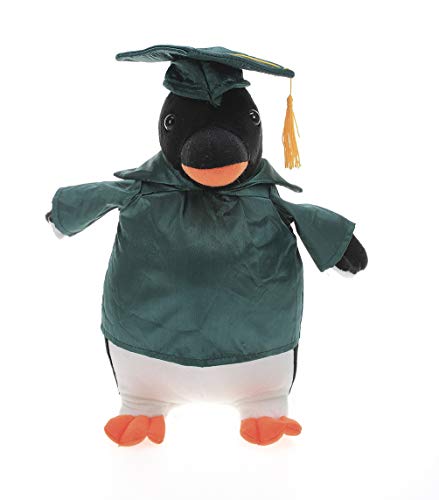 Plushland Penguin Plush Stuffed Animal Toys Present Gifts for Graduation Day, Personalized Text, Name or Your School Logo on Gown, Best for Any Grad School Kids 12 Inches(Forest Green Cap and Gown)