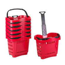 Load image into Gallery viewer, Big Rolling Shopping Basket with Roller Wheels and NEST-ABLE Telescopic Handle
