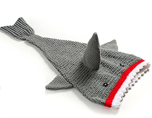 SFamily Hand Knitting 3D Sharks Baby Sleeping Bags Kid Air Conditioning Sofa Nap Blankets