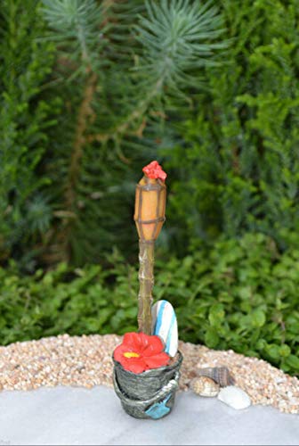 JOELLE STORE Miniature Dollhouse FAIRY GARDEN ~ Sea BEACH Island TIKI Torch in Sand Pail
