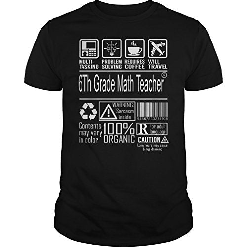 6th Grade Math Teacher Multitasking Job Title Shirts