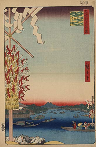 Utagawa Hiroshige Japanese Art Ukiyoe 100 Famous Views of Edo Summer Part Asakusa River Okawabata Miyado River Jigsaw Puzzle Adult Wooden Toy 1000 Piece