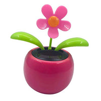 LOVIVER Solar Powered Car Ornament,Creative Plastic Solar Power Flower Car Ornament Pot Swing Kids Toy - Pink Flower