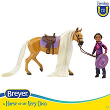 Load image into Gallery viewer, Breyer Horses Freedom Series Horse and Western Rider Set | Charm &amp; Gabi | Horse and Rider Set | Horse Toy | 9.75&quot; x 7&quot; | 1:12 Scale | Model #61146 , Brown

