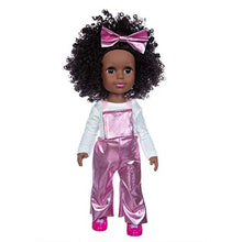 Load image into Gallery viewer, BDDOLL Girl Black Dolls and Black Baby Doll Dress Set 14.5 Inch African Realstic Silicone Doll Include T-Shirt with Trousers and Shoes
