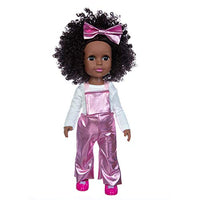 BDDOLL Girl Black Dolls and Black Baby Doll Dress Set 14.5 Inch African Realstic Silicone Doll Include T-Shirt with Trousers and Shoes