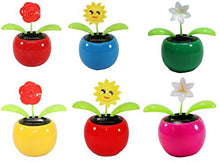 Load image into Gallery viewer, We pay your sales tax Set of 6 Dancing Flowers~ 2 Roses / 2 Smiley Sunflowers / 2 Lily in Assorted Color Pots Solar Toy Flower Great Holiday Car Dashboard Office Desk Home Decor
