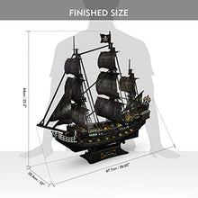 Load image into Gallery viewer, CubicFun 3D Puzzle Led Pirate Ship Queen Anne&#39;s Revenge Large 27 Model Kit Desk Decor Sailboat Vessel Hard Puzzles for Adults 340 Pieces Gifts for Men Women Kids Birthday Gifts for Him Her
