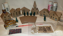 Load image into Gallery viewer, Putz Style 6 Mini Vintage Houses - DIY Complete Kit - Little Village Houses - Pink/Gray
