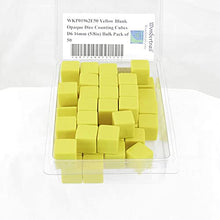 Load image into Gallery viewer, Yellow Blank Opaque Dice Counting Cubes D6 16mm (5/8in) Bulk Pack of 50 Wondertrail
