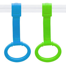 Load image into Gallery viewer, Baby Pull Up Rings, 2 Pack Bed Stand Up Assistant, Play Gym Crib Pull Ring for Toddler Kids Children Walking Training Tool(Blue and Green)
