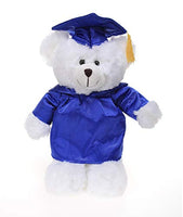 Plushland White Bear Plush Stuffed Animal Toys Present Gifts for Graduation Day, Personalized Text, Name or Your School Logo on Gown, Best for Any Grad School Kids 12 Inches(Royal Cap and Gown)