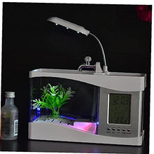 Load image into Gallery viewer, Mini Goldfish Bowl Table Lamp Small Multifunctional Ecological Aquarium Office Decoration Fish Tank Clock USB Night Light
