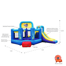 Load image into Gallery viewer, Bounceland Pop Star Inflatable Bounce House Bouncer, Large Bouncing Area with Long Slide, Climbing Wall, Basketball Hoop, UL 1HP Blower Included, 15 ft x 13 ft x 8.3 ft H, Pop Star Kids Party Theme
