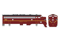 EMD F7A - Standard DC - Executive Line -- Lehigh Valley #572 (Cornell Red, yellow, black, Diamond Nose Logo)