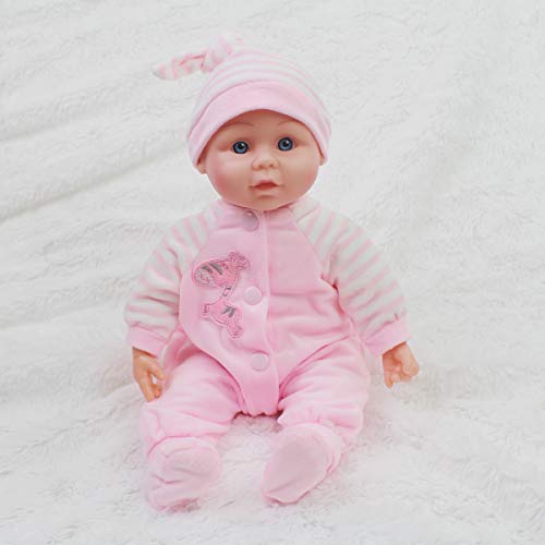 Sweet Collection 15 Realistic Baby Boy in Pink Gift Box ,100% Washable Removable Pink Rompers , in White Shoes Cute Soft Body Vinyl Play Toy for Kid