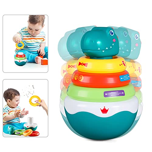 Roly Poly Baby Development Toys 6 to 12 Months, Chibon Weeble Wobble Tummy Time Toys, Dinosaur Tumbler Wobbler Toys for Infant Boy Girl Gifts