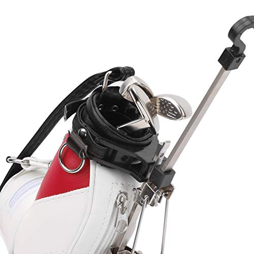 Keenso Golf Bag Pen Set, Desktop Golf Pen Set 3 Ballpoint Pens and Mini Bag Zinc Alloy Golf Pen Holding Bag(Red & White) Golf