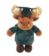 Load image into Gallery viewer, Plushland Moose Plush Stuffed Animal Toys Present Gifts for Graduation Day, Personalized Text, Name or Your School Logo on Gown, Best for Any Grad School Kids 12 Inches(Forest Green Cap and Gown)
