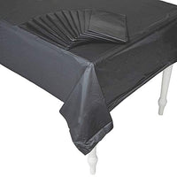 Fun Express Black 12 Pack Premium Disposable Plastic Tablecloths, 54 Inch. x 108 Inch - Rectangle - Party Supplies