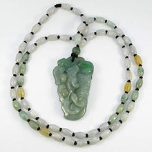 Load image into Gallery viewer, 1.93&quot; Grade A Jadeite Jade (Hisui Jade) Fortune Pixiu and Wealthy Coin &amp; Bumper Crop of Peanuts Necklace Pendants-China Certified
