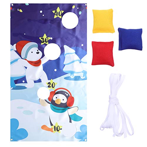 SEWACC Snowman Toss Games Banner Winter Christmas Holiday Party Cornhole Game Kit Home Decor