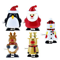 NUOBESTY 5Pcs Christmas Wind Up Toys Party Favors Assortment Santa Reindeer Snowman Penguin Clockwork Toys for Christmas Party Goody Bag Filler Stocking Stuffers Birthday Gift